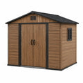 Abri de jardin en résine marron avec toit noir 246x218x252cm