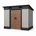 Abri de jardin en acier et PVC 240x160x200 cm gris et aspect bois
