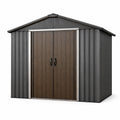 Abri de jardin en métal gris avec portes en bois composite 245x162x198 cm