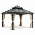 Pavillon en aluminium toit en acier avec rideaux en polyester beige 3x3.5x3m