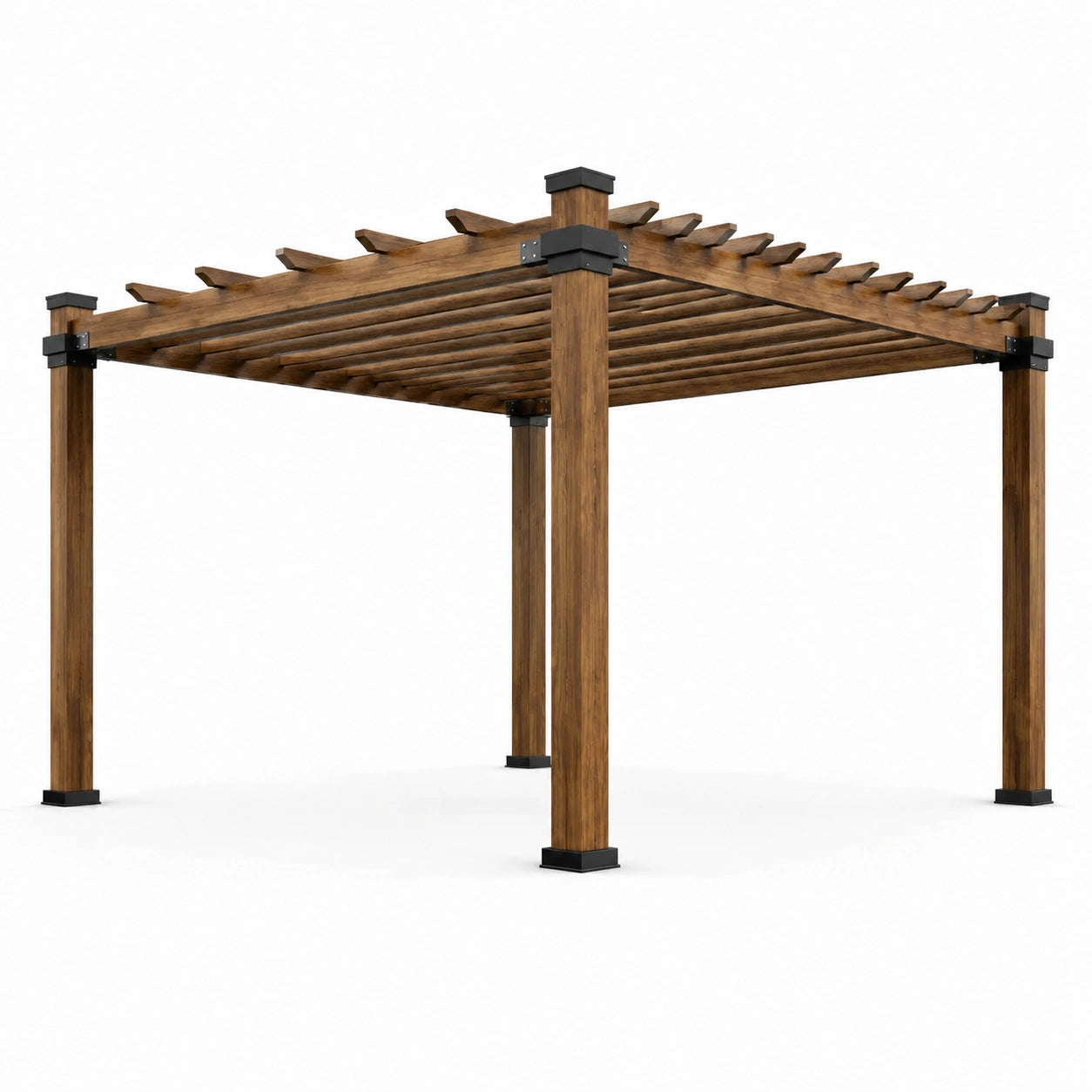Pergola carrée en bois de pin massif avec détails en métal 300x300x220 cm