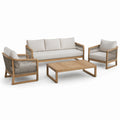 Ensemble de mobilier d'extérieur en bois et métal avec coussins beiges