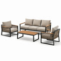 Ensemble de jardin en aluminium, cordage et bois Beige/Noir
