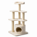 Arbre à chat en bois et sisal beige 5 niveaux 120 cm