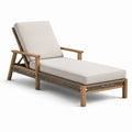 Chaise longue en bois avec coussin en tissu beige 200 cm