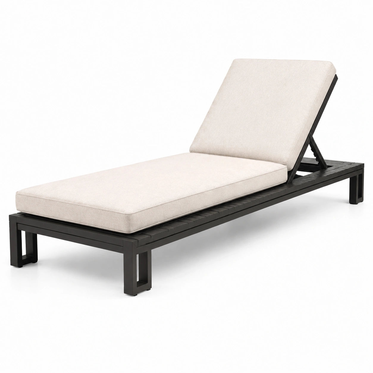 Chaise longue extérieure aluminium et polyester beige 200x70x35 cm