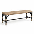 Banc en rotin et métal noir 120x40x45 cm