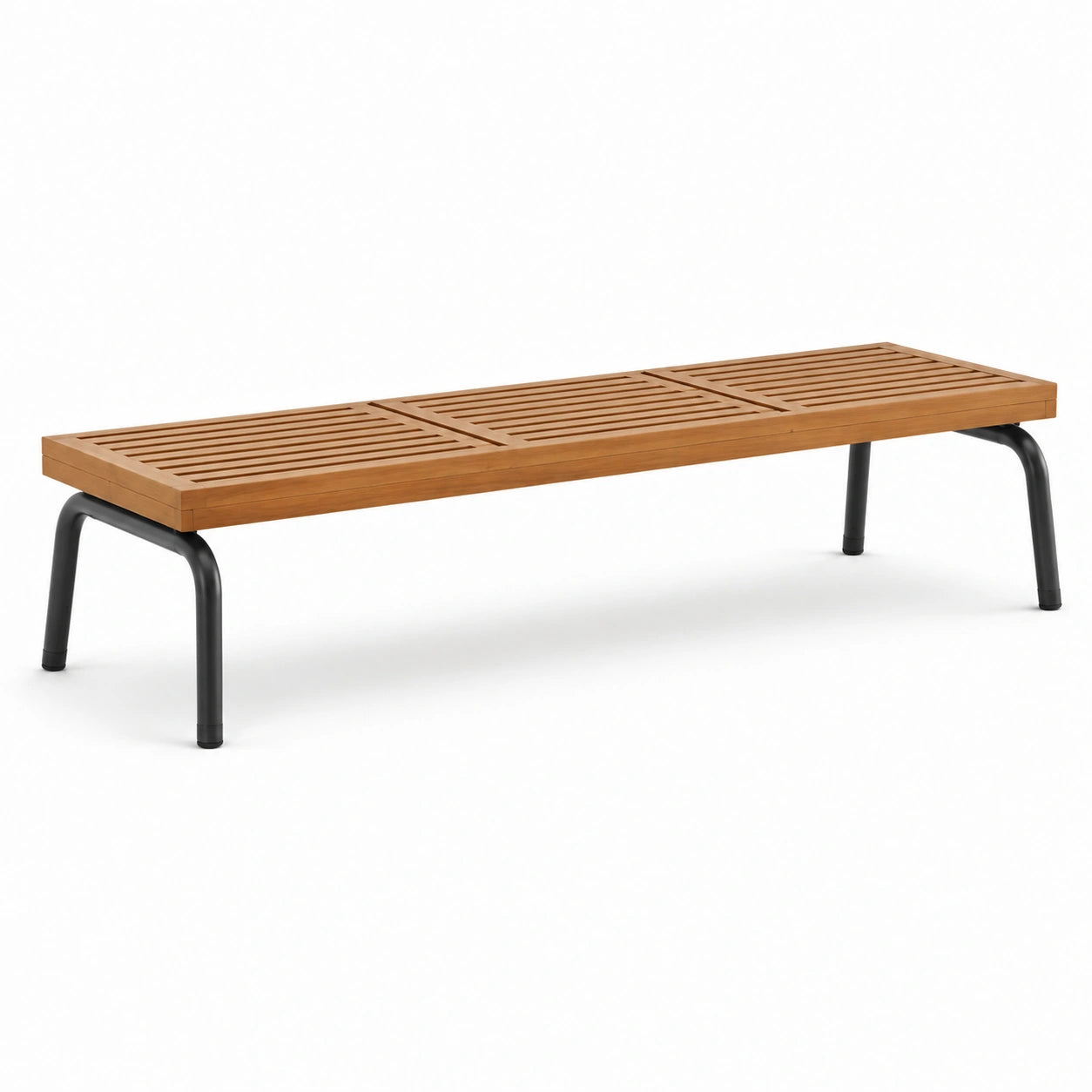 Banc extérieur en acacia et métal marron/noir