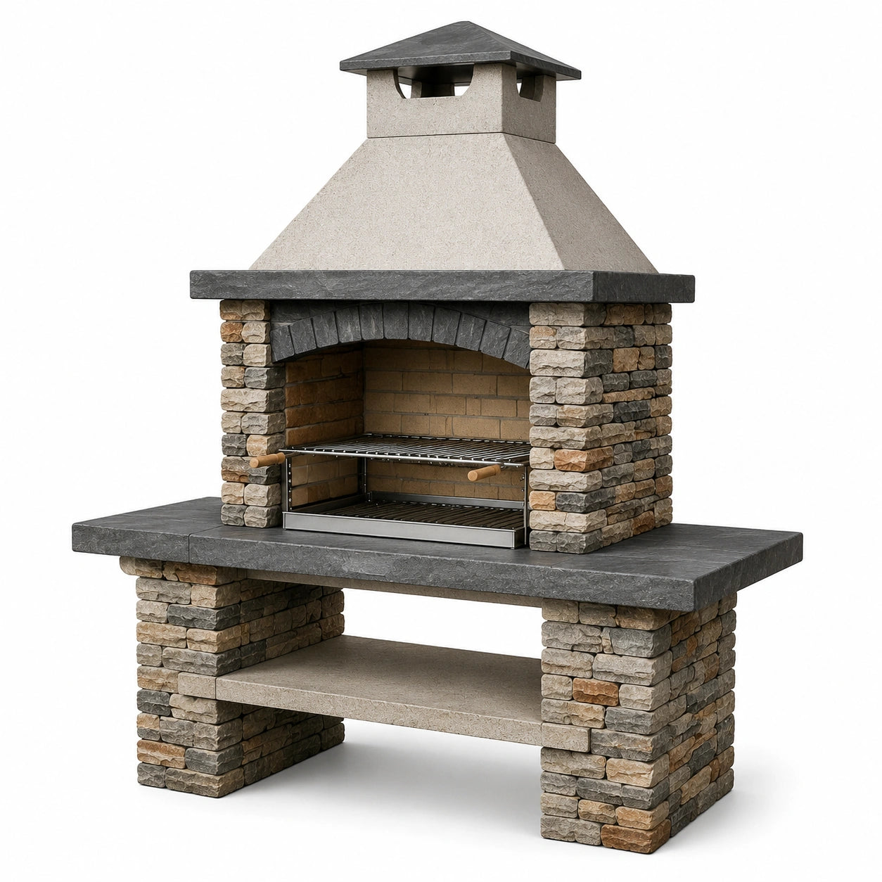 Barbecue en pierre naturelle avec grille en acier inoxydable