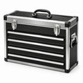 Boîte à outils en métal noir avec 4 tiroirs et cadre en aluminium