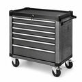 Chariot à outils en acier avec 7 tiroirs verrouillables et roulettes pivotantes en caoutchouc gris