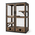 Enclos pour chats en bois et métal grille marron et noir 120x60x150 cm