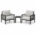 Ensemble de jardin en aluminium avec cordage noir et coussins gris 2 fauteuils 1 table