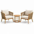 Ensemble de bistro avec 2 fauteuils en bois et table ronde en teck