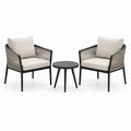 Ensemble de salon extérieur en aluminium noir avec coussins en polyester beige
